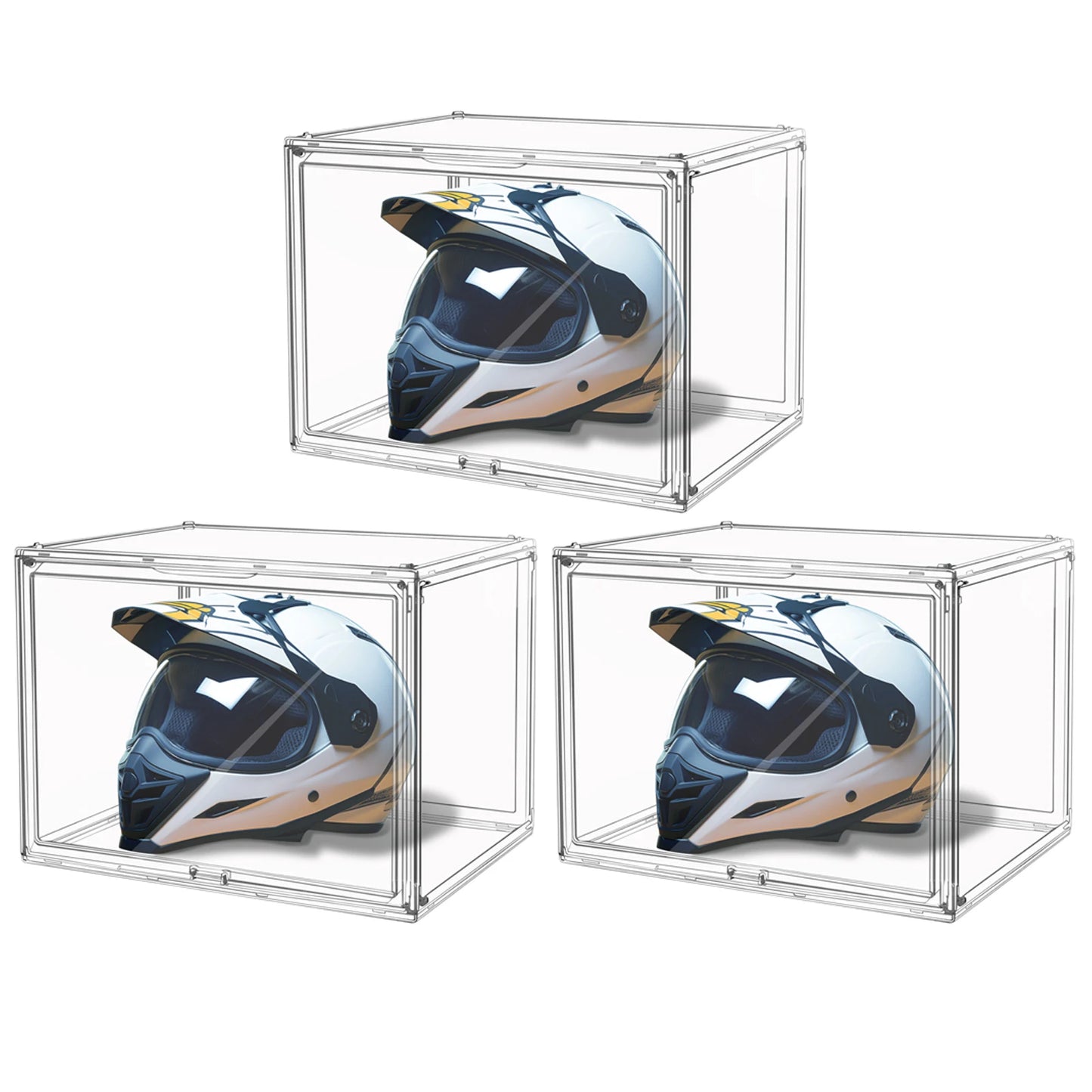 Clear Display Box Organizer Stackable with Magnetic Door Large Capacity Storage Box Purse Showcase For Makeup Book Collectibles