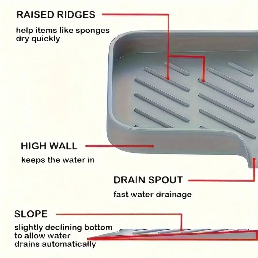 1 Piece Gray Drain Pad, Multifunctional Anti Slip Countertop Pad, Suitable for Sponges, Brushes, Cups, and Soap