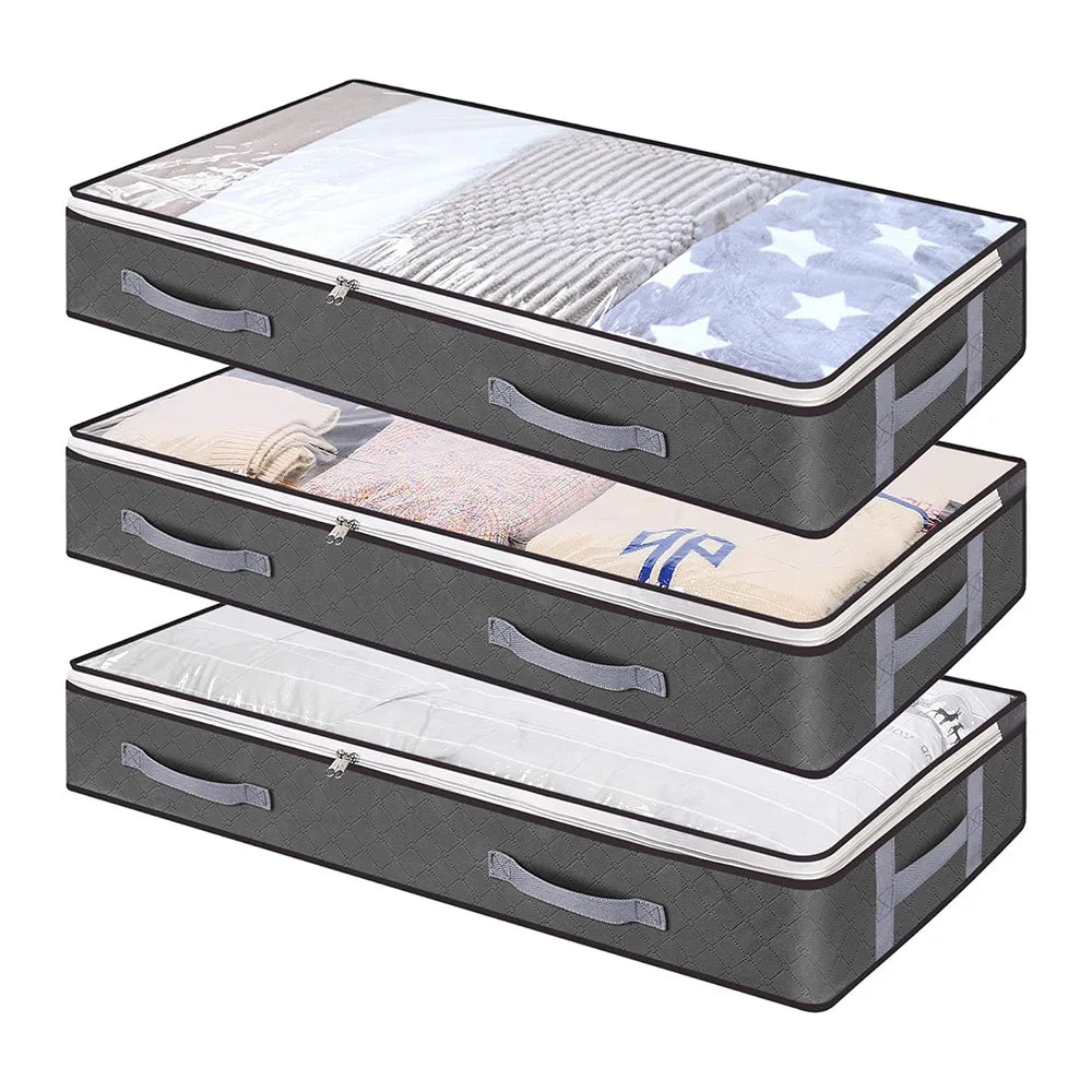 Foldable Under Bed Storage Containers with Clear Window Underbed Toy Organizers and Clothing Storage Bags Closet Storage Bins