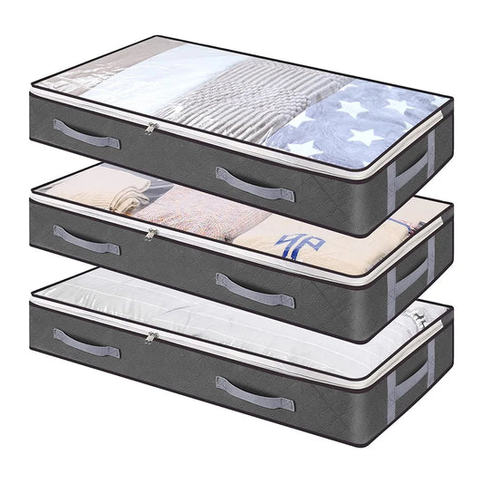 Foldable Under Bed Storage Containers with Clear Window Underbed Toy Organizers and Clothing Storage Bags Closet Storage Bins