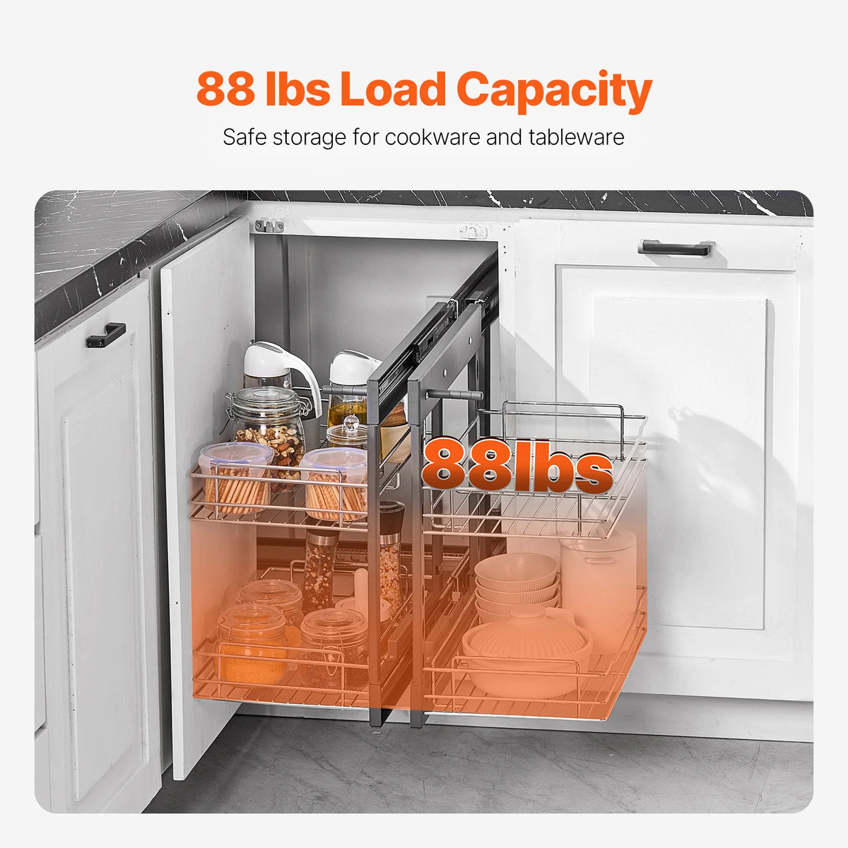 2/3Tier Opening Blind Corner Pull Out Organizer 4 Shelf Kitchen Cabinet Organizer Slide Out Storage Organizer Basket