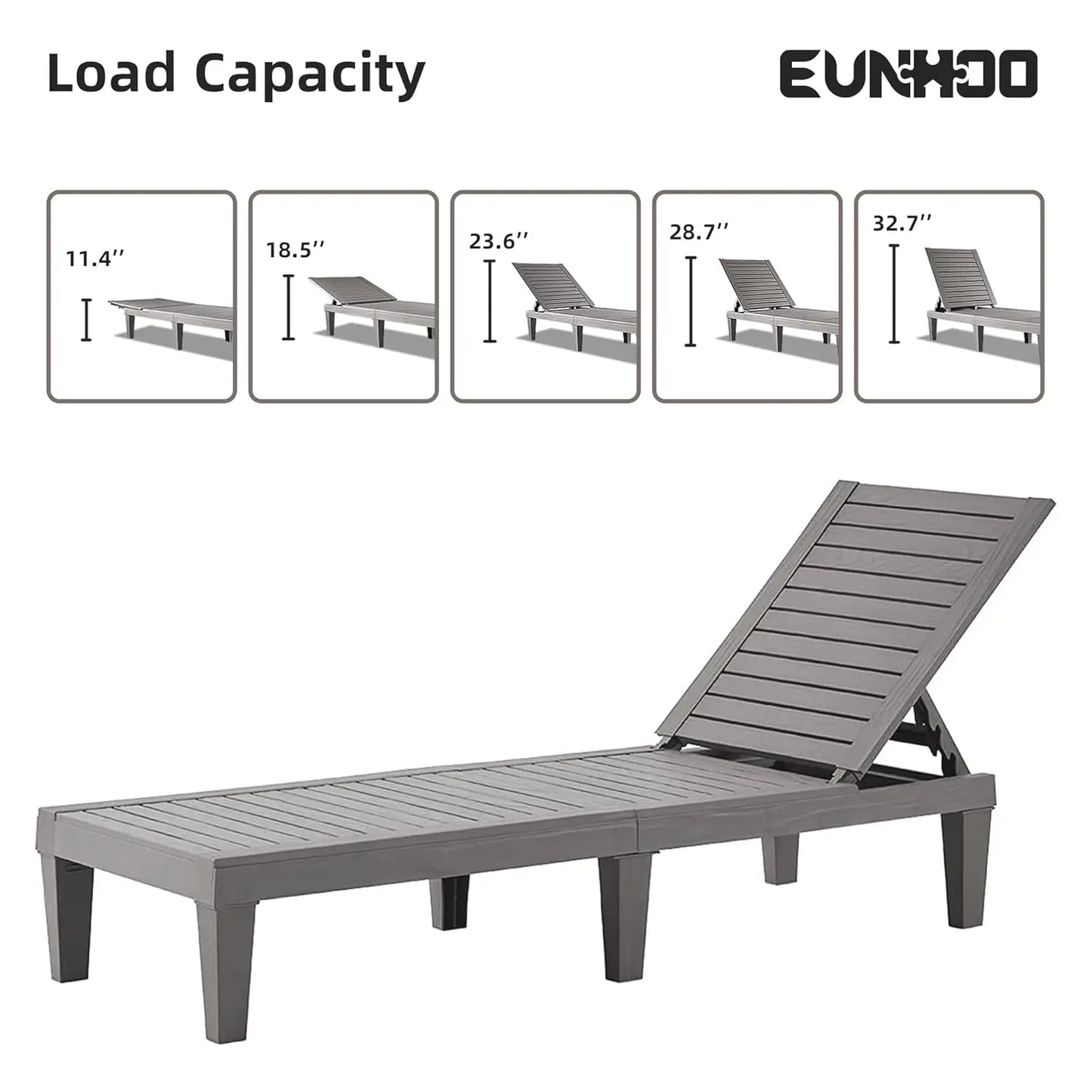 Outdoor Chaise Lounge Set of 2, Adjustable Pool Lounge Chair with 5 Positions Backrest, Waterproof Sun Loungers for, Customized