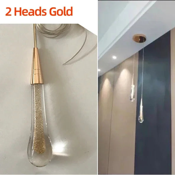 Post-Modern Crystal Glass Led Pendant Lights Hanglamp Tear Drop Light Restaurant Bar Indoor Hanging Lamp Staircase Chandelier