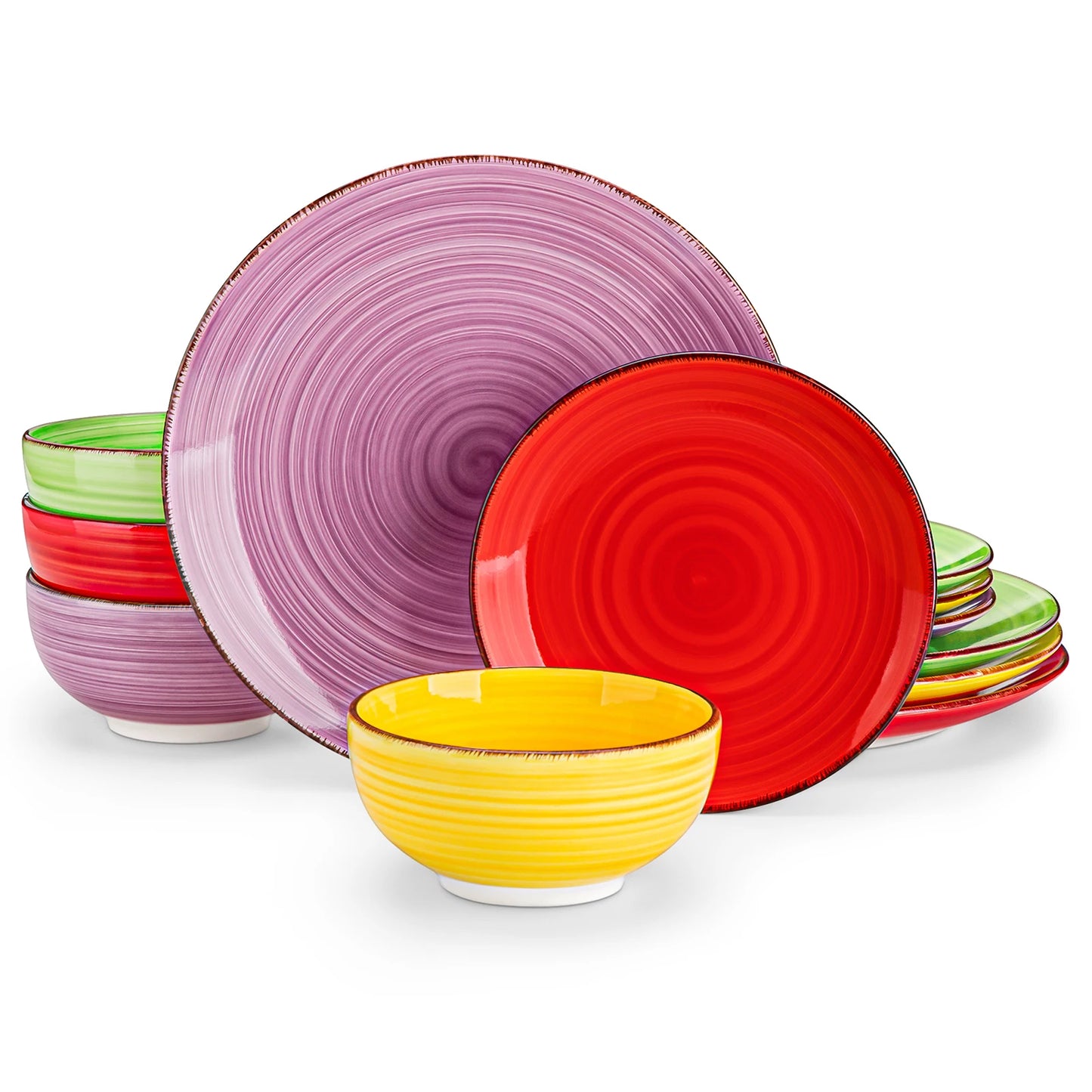 vancasso 12/24/48PCS  Ceramic Dinnerware Set Color Handpainted Spirals Pattern 4/6PCS Dinner Plates/Dessert/Bowl/Soup Plates