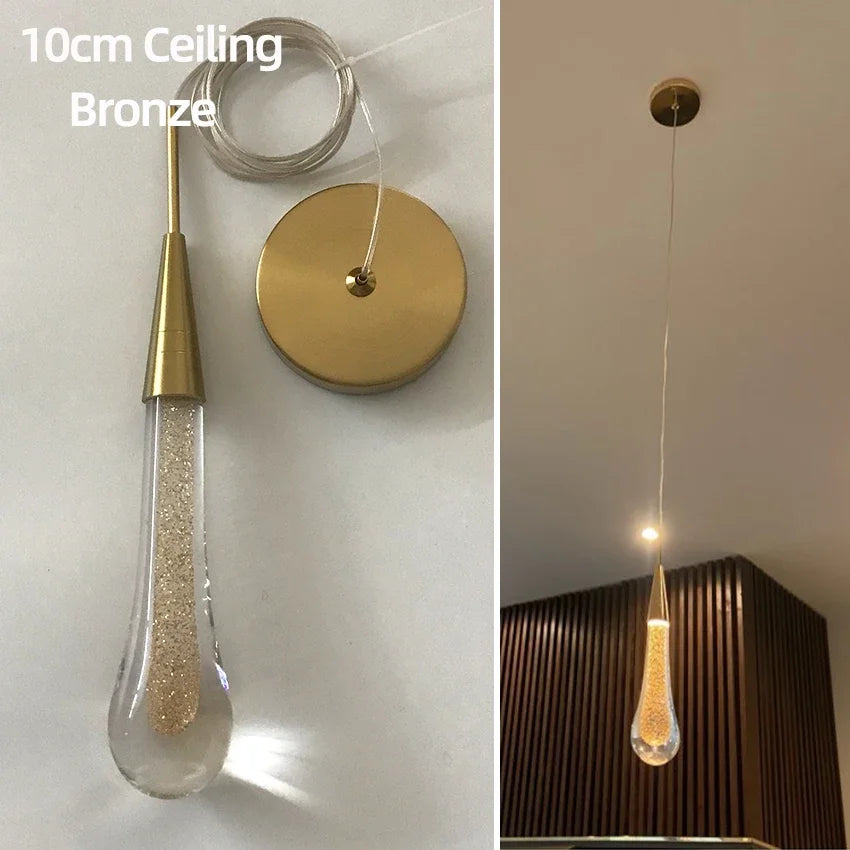 Post-Modern Crystal Glass Led Pendant Lights Hanglamp Tear Drop Light Restaurant Bar Indoor Hanging Lamp Staircase Chandelier