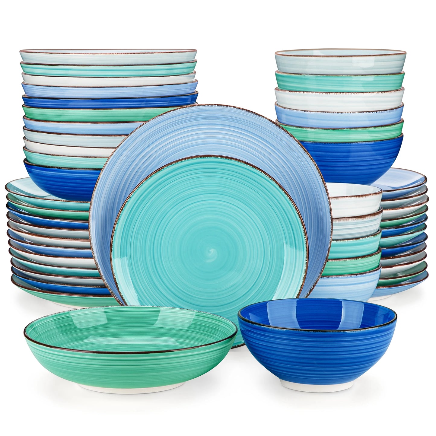 vancasso 12/24/48PCS  Ceramic Dinnerware Set Color Handpainted Spirals Pattern 4/6PCS Dinner Plates/Dessert/Bowl/Soup Plates