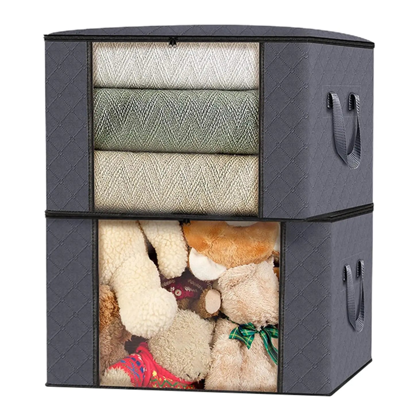 Foldable Under Bed Storage Containers with Clear Window Underbed Toy Organizers and Clothing Storage Bags Closet Storage Bins