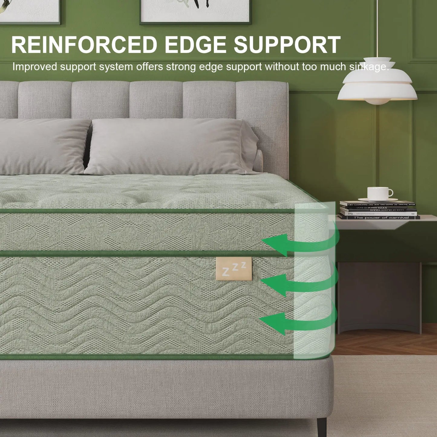 14 Inch Gel Memory Foam Hybrid Pocket Spring Mattress, Medium Firm Queen King Bed, Motion Isolation, Breathable Cooling Mattress