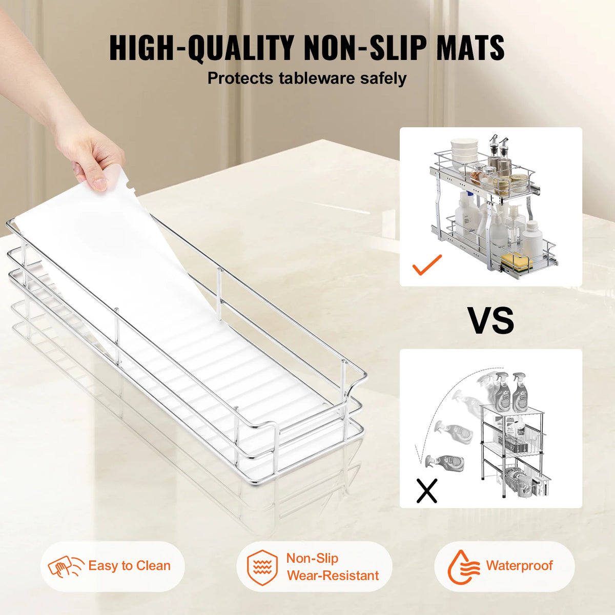 Pull Out Cabinet Organizer Heavy Duty Slide Out Pantry Shelves Sliding Drawer Storage for Home Inside Kitchen Cabinet