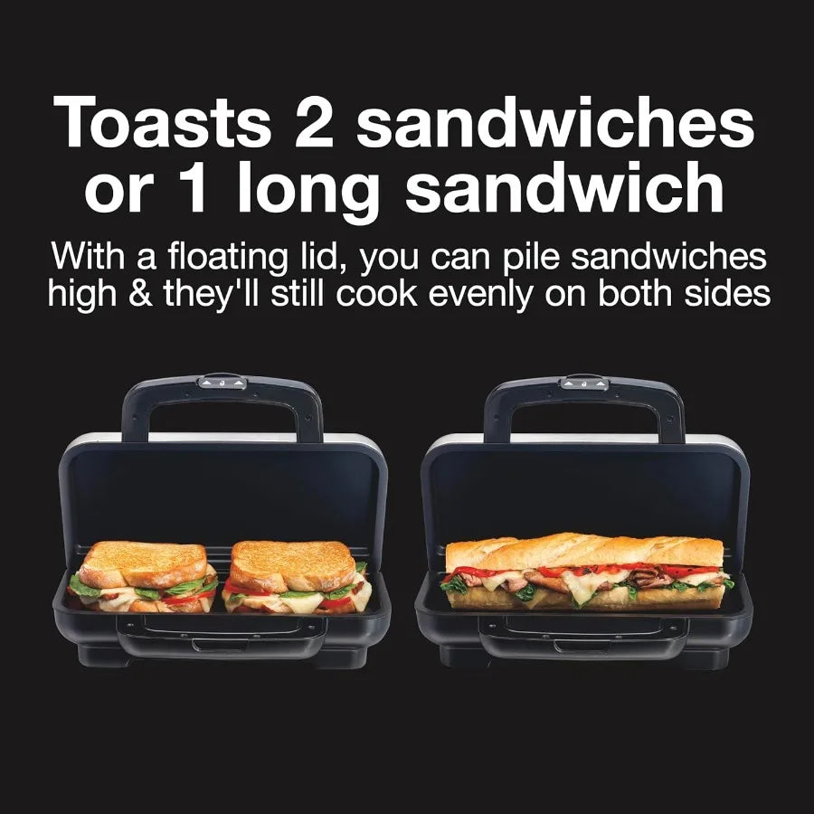 Deluxe Hot Sandwich Maker with Easy-Clean Durable PFAS-Free Nonstick Ceramic Plates for Up to 2 Grilled Cheese Ruebens Tortas