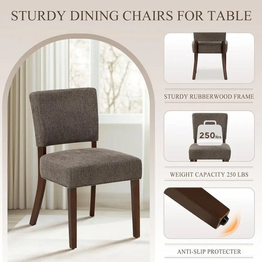 Dining Chairs Set of 4, Upholstered Kitchen Chairs with Back, Farmhouse fabric Dining Room Chairs with Wood Legs