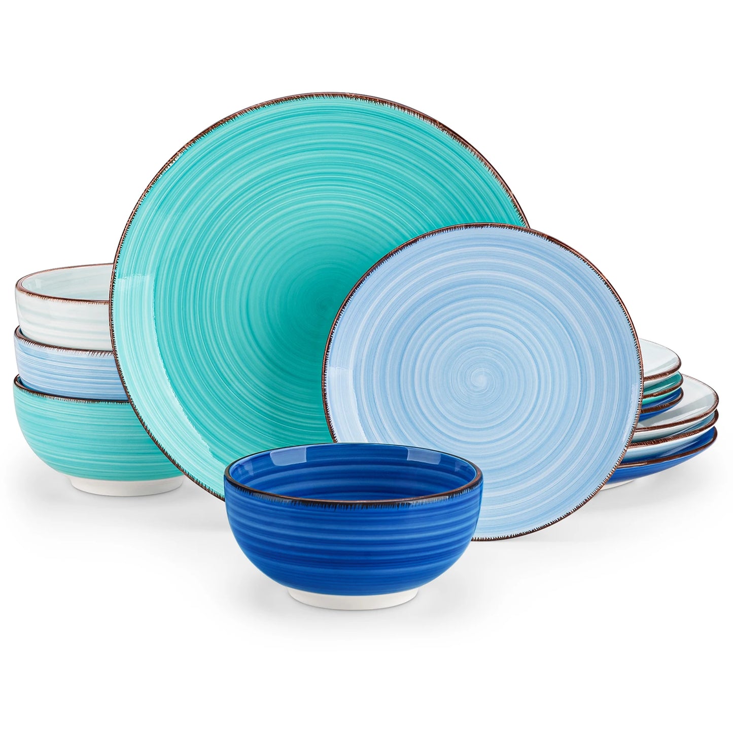vancasso 12/24/48PCS  Ceramic Dinnerware Set Color Handpainted Spirals Pattern 4/6PCS Dinner Plates/Dessert/Bowl/Soup Plates