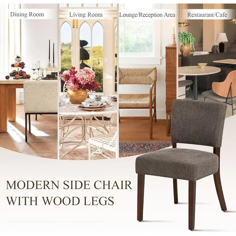 Dining Chairs Set of 4, Upholstered Kitchen Chairs with Back, Farmhouse fabric Dining Room Chairs with Wood Legs