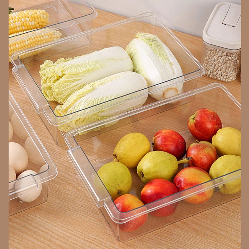 Household Transparent Retractable Refrigerator Storage Box, Anti Odor Refrigerator Partition Storage Basket, Hanging Storage Box