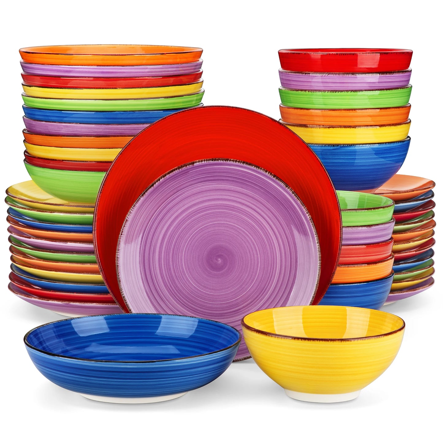 vancasso 12/24/48PCS  Ceramic Dinnerware Set Color Handpainted Spirals Pattern 4/6PCS Dinner Plates/Dessert/Bowl/Soup Plates