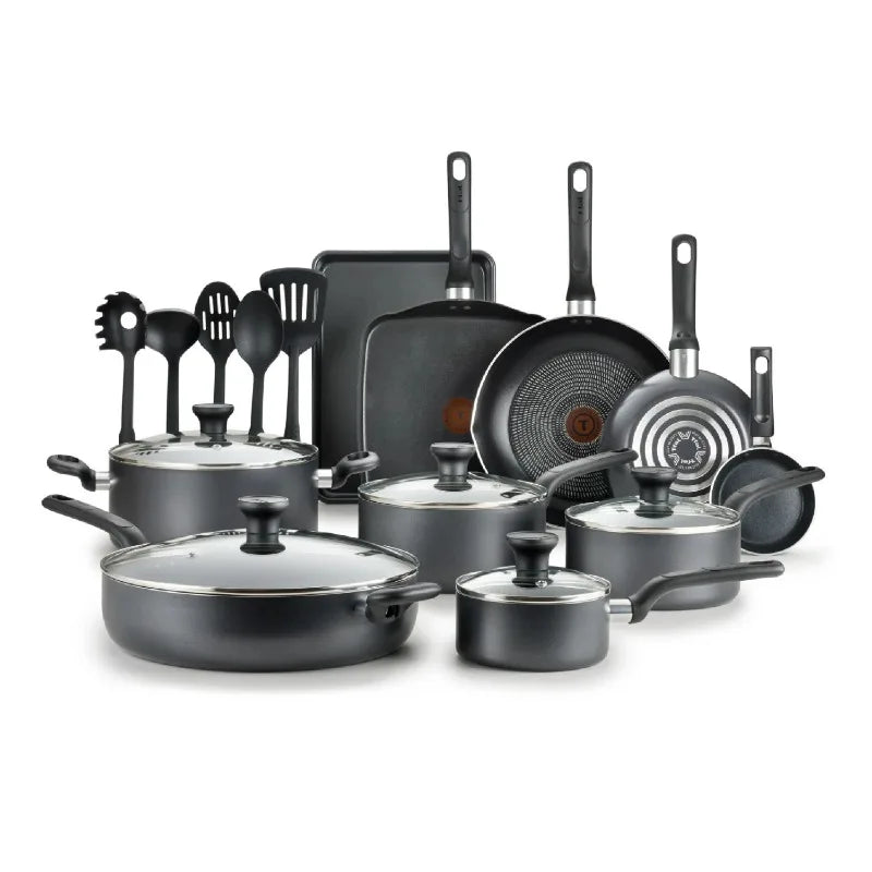 T-fal Easy Care, 20 Piece Non-Stick Pots and Pans Cookware Set,