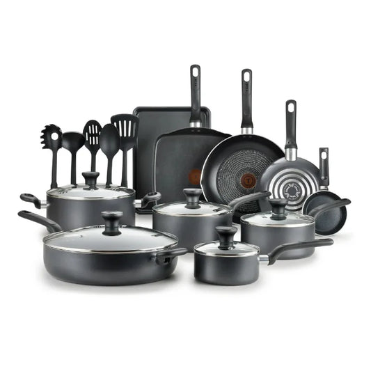 T-fal Easy Care, 20 Piece Non-Stick Pots and Pans Cookware Set,