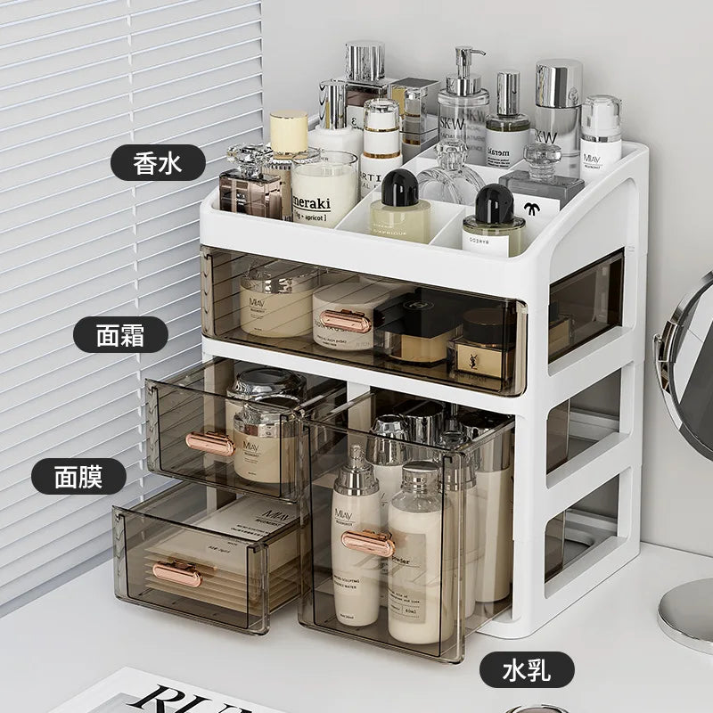 Desktop Large Capacity Storage Box Makeup Table Skincare Organizer Multi-Layer Drawer Storage Box for Students