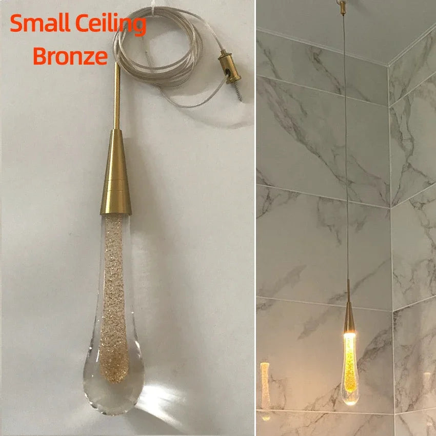 Post-Modern Crystal Glass Led Pendant Lights Hanglamp Tear Drop Light Restaurant Bar Indoor Hanging Lamp Staircase Chandelier