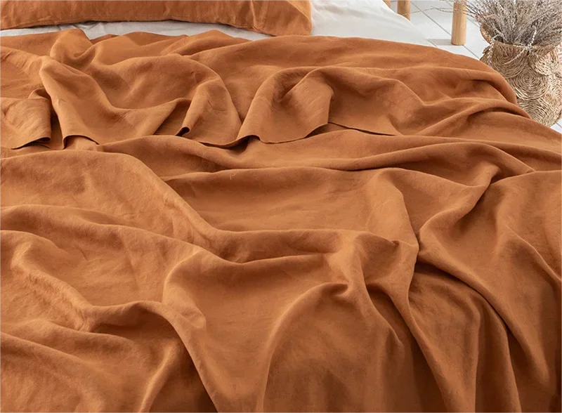 Pure Linen Bed Sheets 100% Stone Washed French Linen Solid Color Breathable and Durable for Hot Sleepers 1 PC Flat Sheet