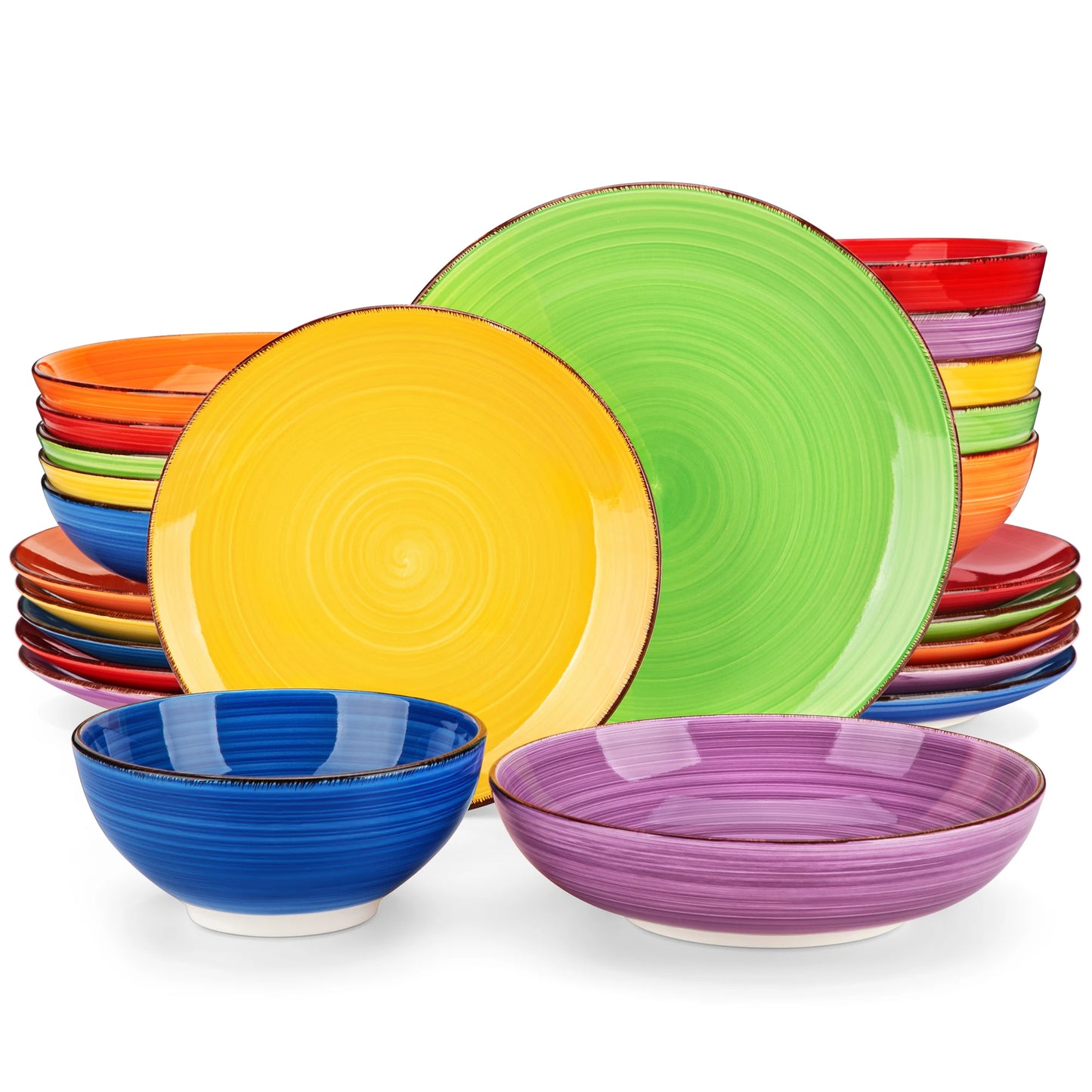 vancasso 12/24/48PCS  Ceramic Dinnerware Set Color Handpainted Spirals Pattern 4/6PCS Dinner Plates/Dessert/Bowl/Soup Plates