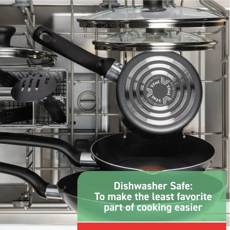 T-fal Easy Care, 20 Piece Non-Stick Pots and Pans Cookware Set,