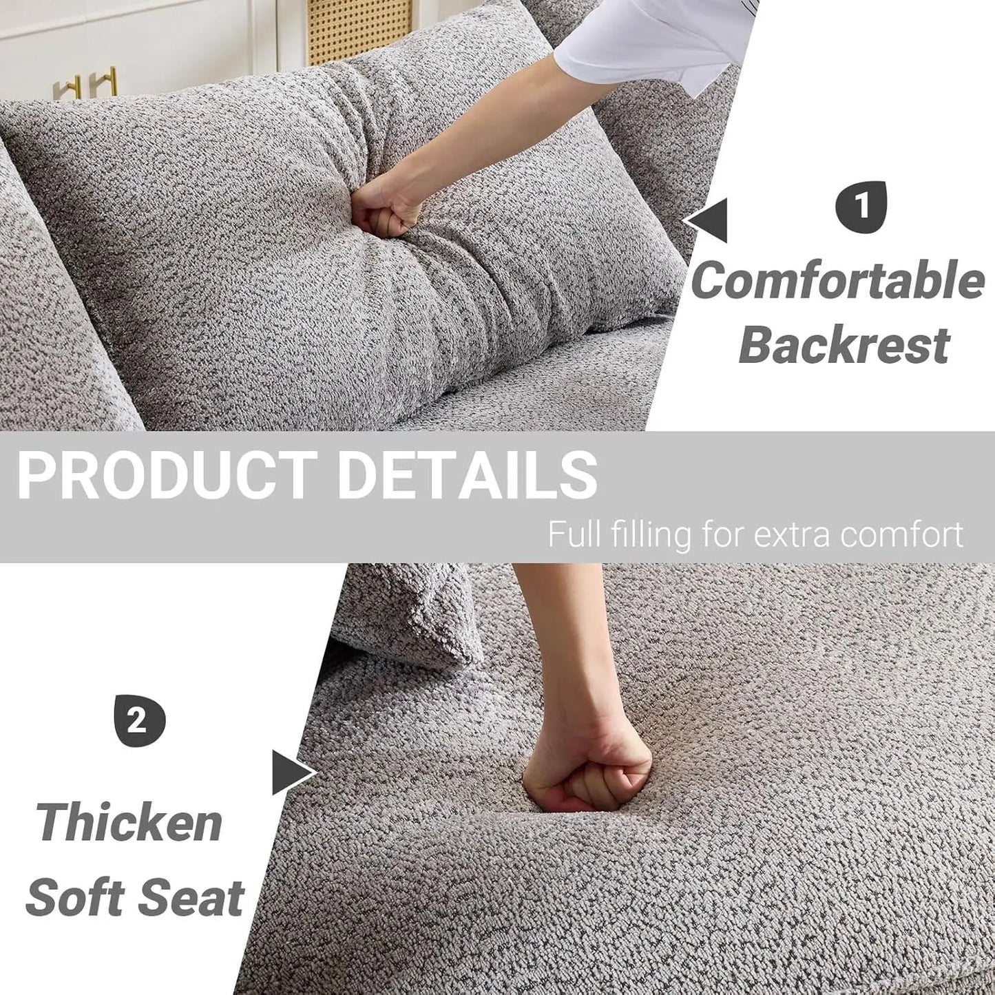 126.4" Oversized L-Shaped Boneless Sofa, Deep Seat Sectional Couch with Curved Seat Design and 7 Pillows,, Customized