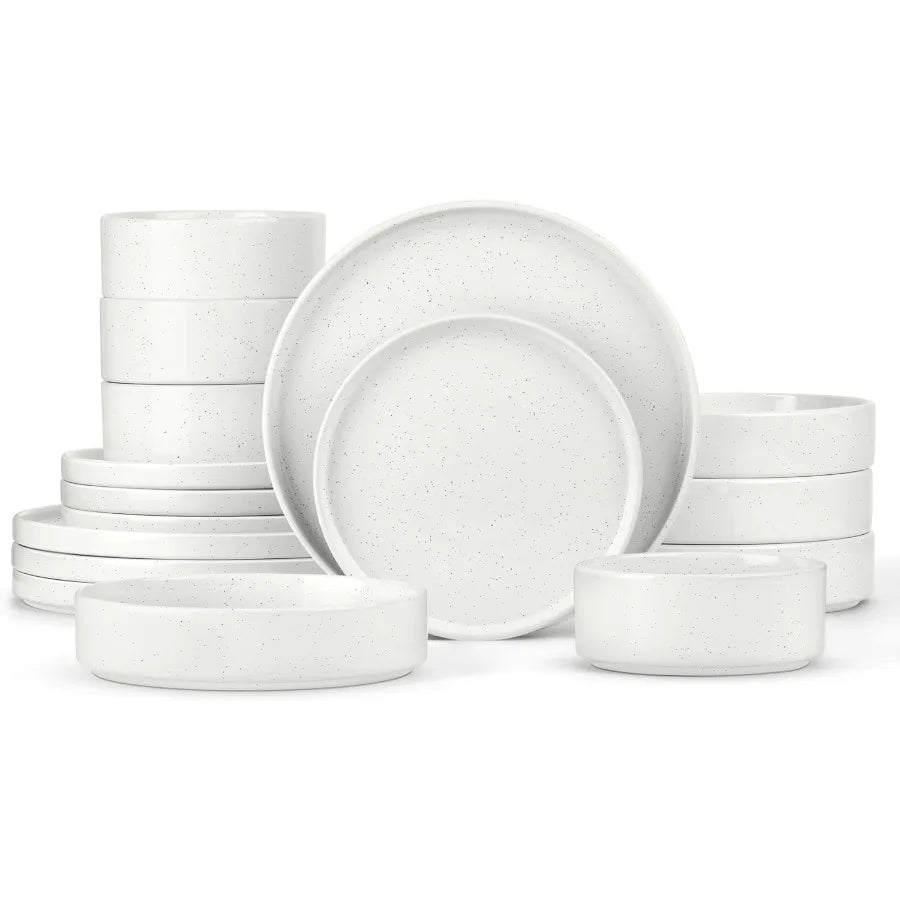 Dinnerware Sets with Pasta Bowls 16 Piece Plates and Bowls Set for 4 Stoneware Dinner Dishes for Kitchen Dining/Dishwasher