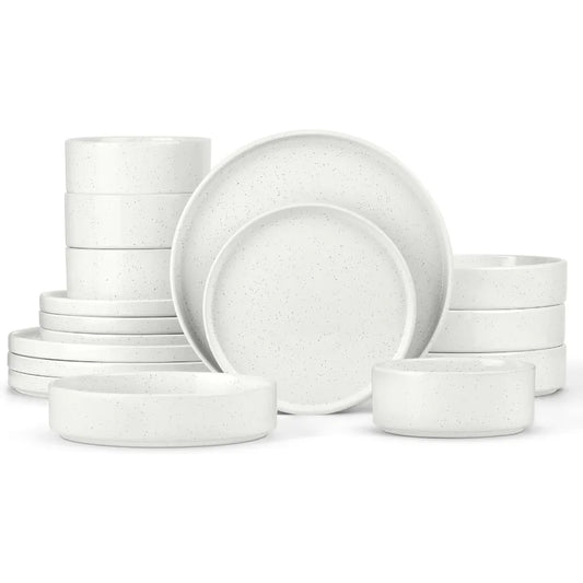 Dinnerware Sets with Pasta Bowls 16 Piece Plates and Bowls Set for 4 Stoneware Dinner Dishes for Kitchen Dining/Dishwasher