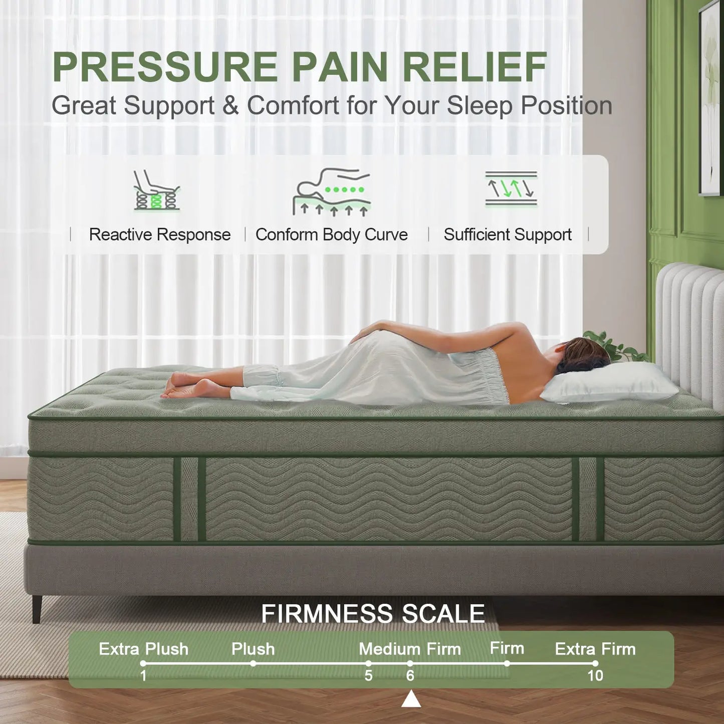 14 Inch Gel Memory Foam Hybrid Pocket Spring Mattress, Medium Firm Queen King Bed, Motion Isolation, Breathable Cooling Mattress