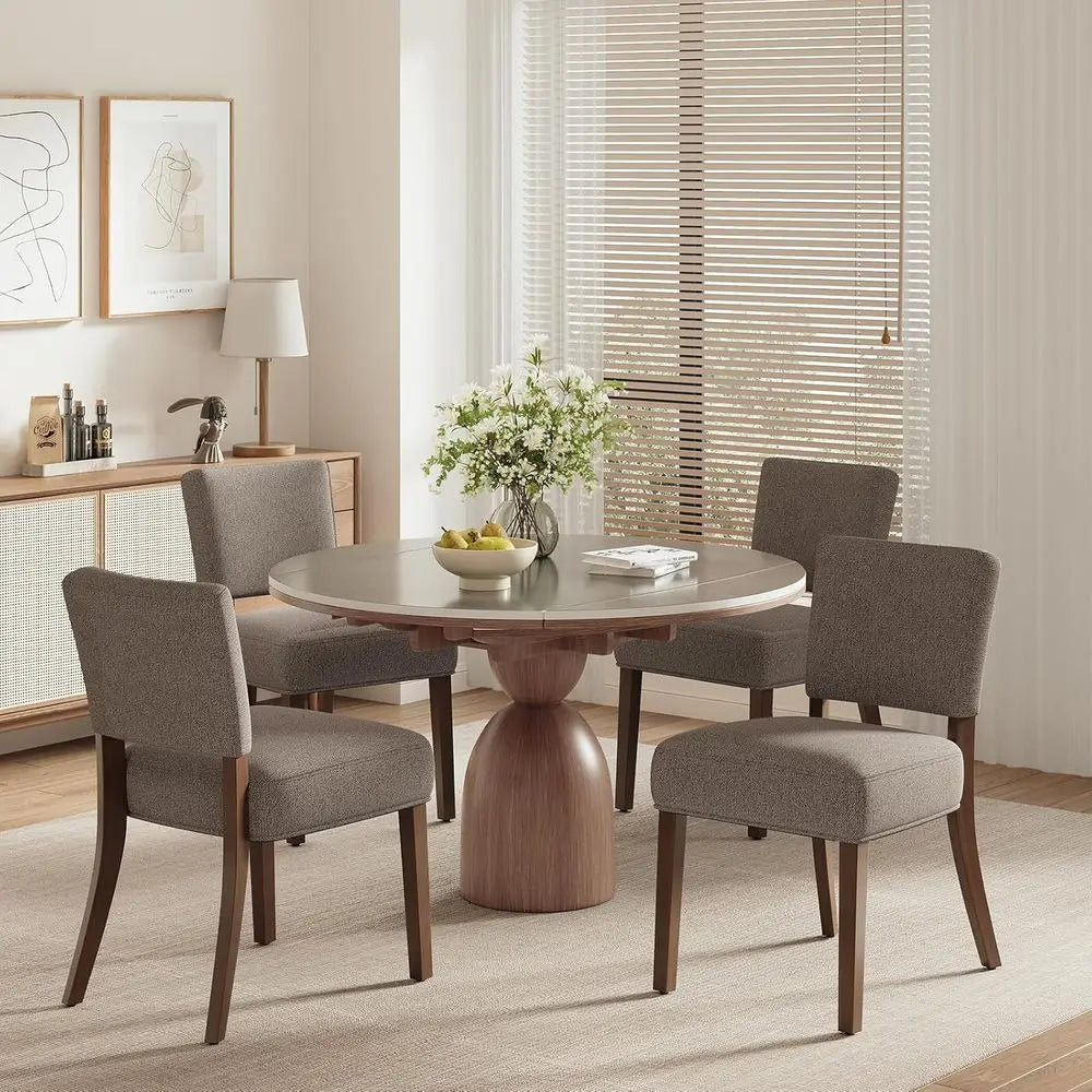 Dining Chairs Set of 4, Upholstered Kitchen Chairs with Back, Farmhouse fabric Dining Room Chairs with Wood Legs
