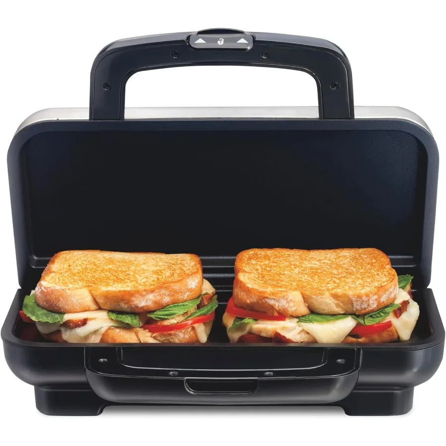 Deluxe Hot Sandwich Maker with Easy-Clean Durable PFAS-Free Nonstick Ceramic Plates for Up to 2 Grilled Cheese Ruebens Tortas